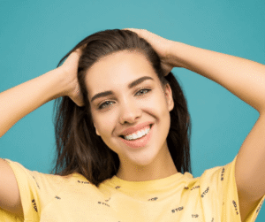 woman smiling after anti-wrinkle injections in derbyshire