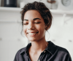 woman with her eyes closed after endolift