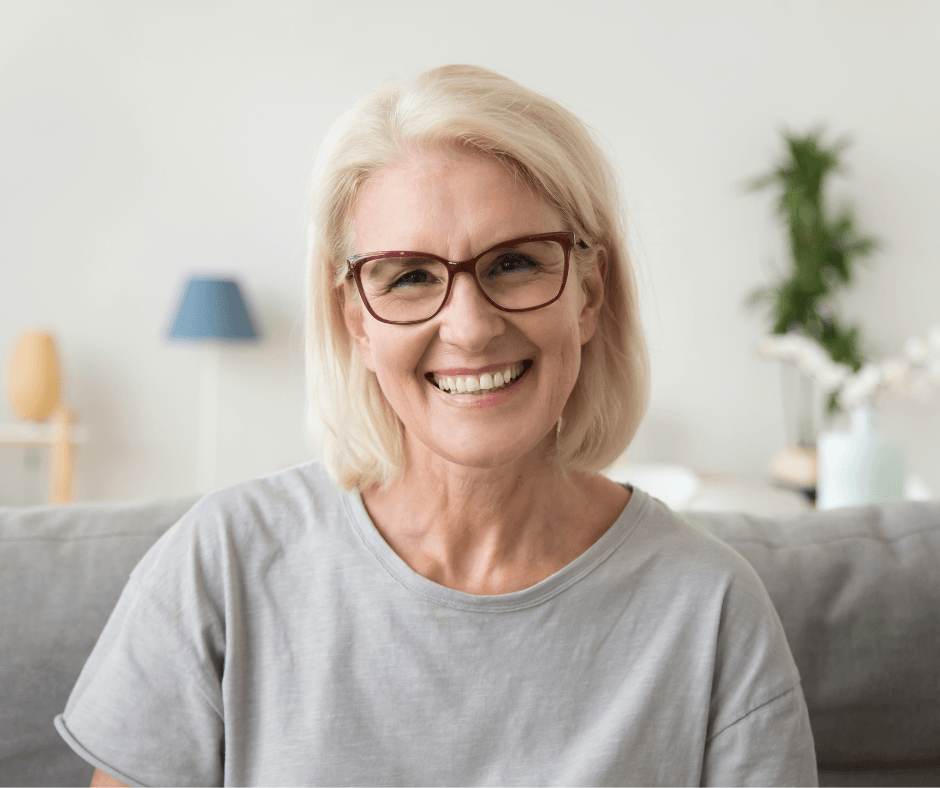 Woman smiling after anti-wrinkle injections