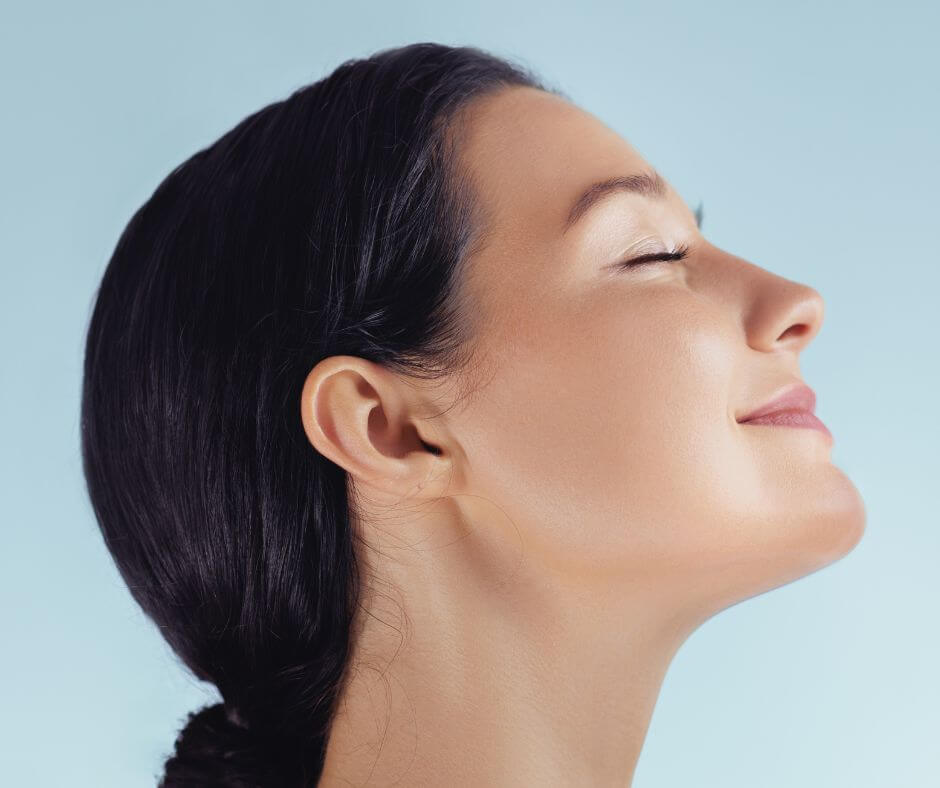 side profile of woman after threadlift