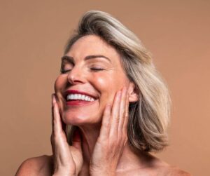 woman smiling after anti wrinkle injections in repton